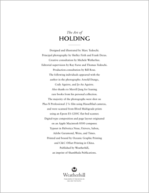 Sample pages from 'The Art of Holding'; one in a series of remarkable books that provide an in-depth look at the core concepts and techniques shared by a broad range of martial arts styles. Contains over 155 practical holds including joint locks, chokes, nerve holds, takedowns, pins, advanced combinations, and counterholds.